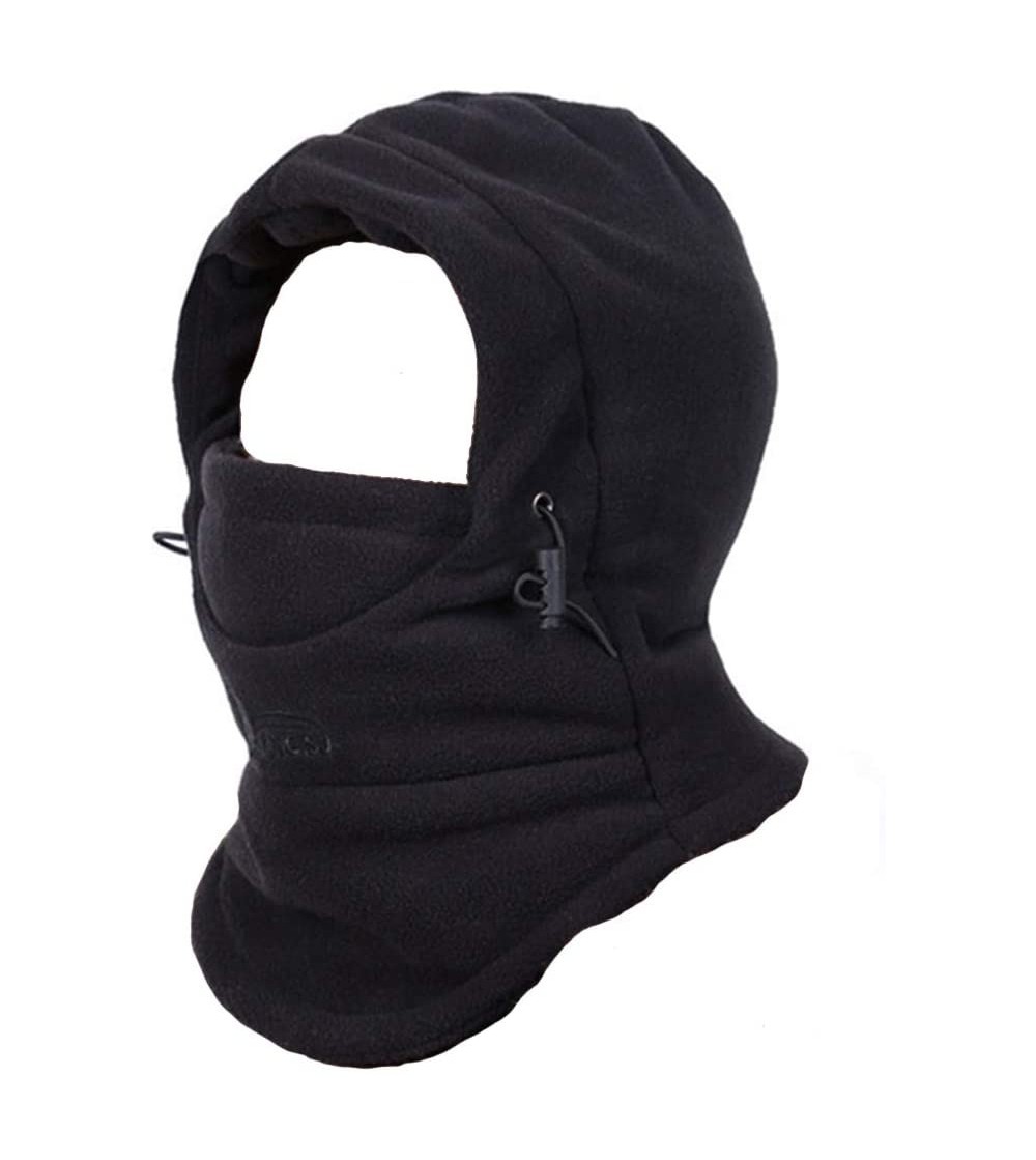 Skullies & Beanies Children's Winter Windproof Cap Thick Warm Face Cover Adjustable Ski Hat - Black - C5186Q8YGL8