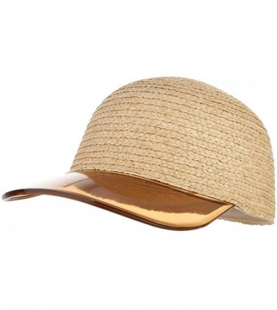 Sun Hats Women's Summer Breathable Baseball Cap Transparent PVC Wide Brim Baseball Sport Cap Raffia Straw Sun Cap - Orange - ...