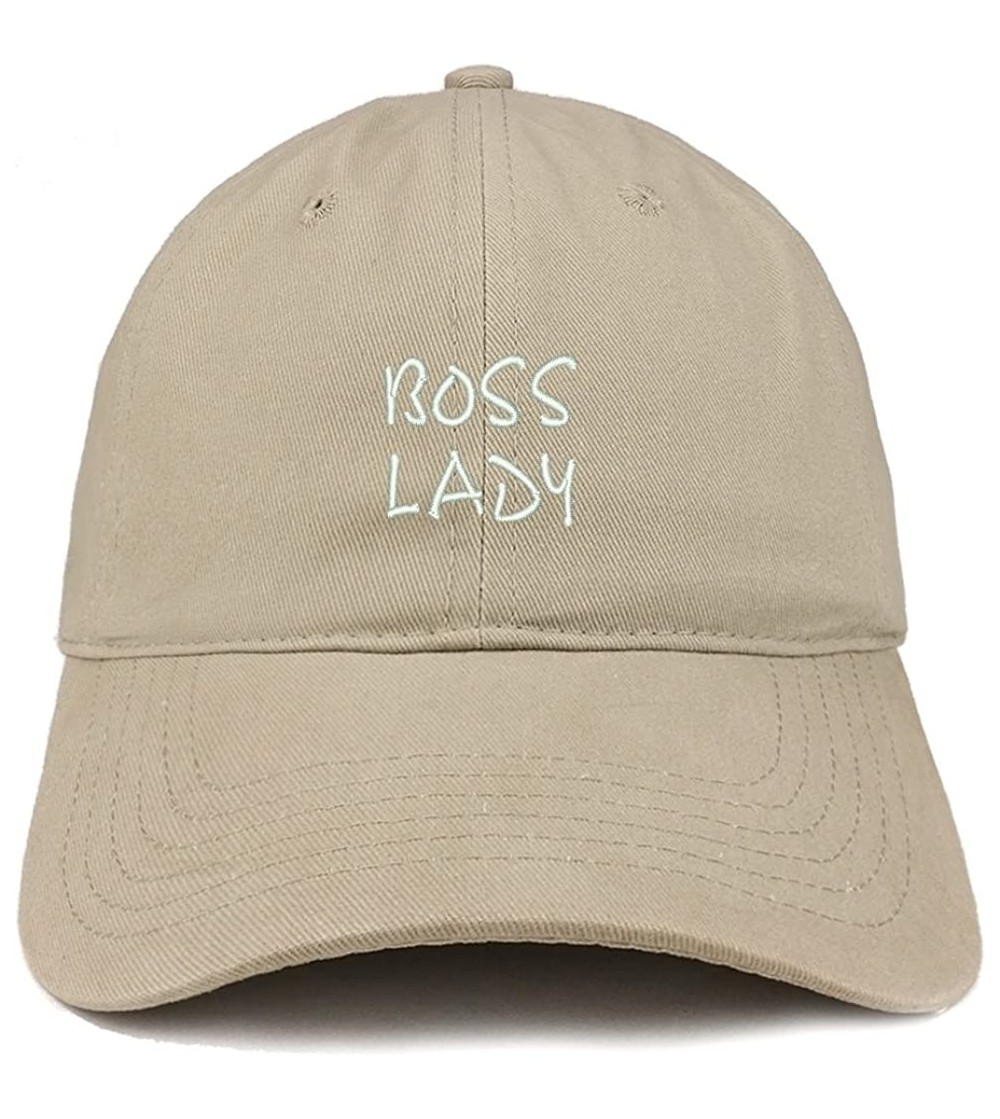 Baseball Caps Boss Lady Embroidered Soft Cotton Dad Hat - Khaki - CR18EYIZ60H