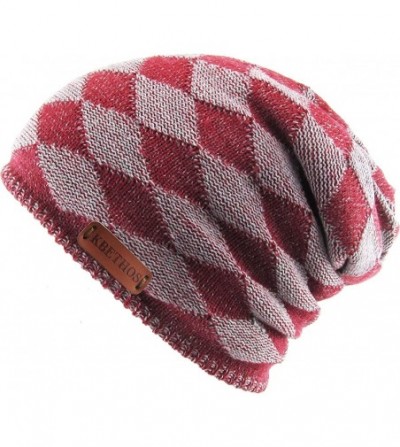 Skullies & Beanies Super Warm Slouchy Fleeced Long Beanie Warm Fur Lined Winter Knit Hat Thick Skull Cap - CB18GL5E5K3