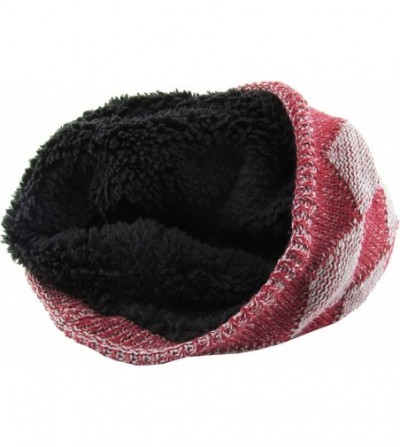 Skullies & Beanies Super Warm Slouchy Fleeced Long Beanie Warm Fur Lined Winter Knit Hat Thick Skull Cap - CB18GL5E5K3