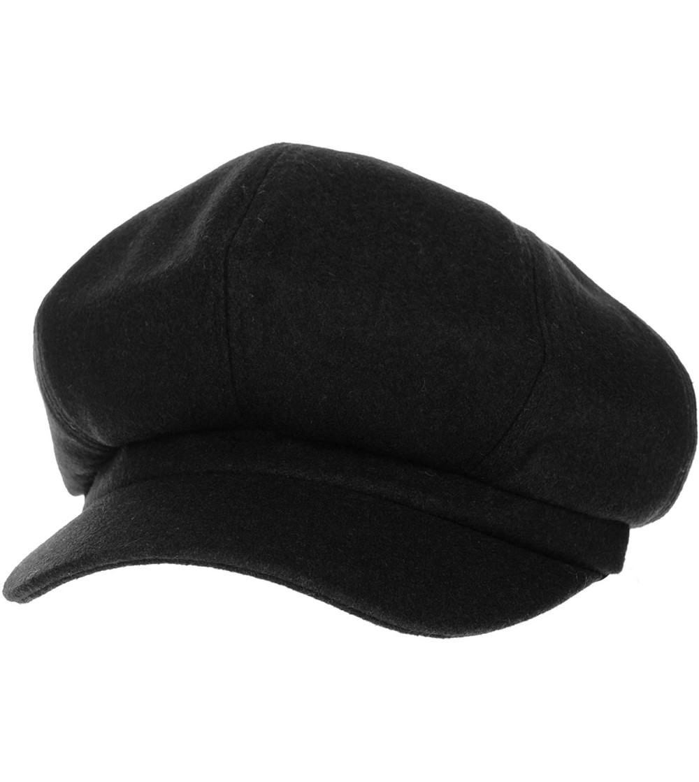 Newsboy Caps Newsboy Hat Wool Felt Simple Gatsby Ivy Cap SL3458 - Black - C112MADU5LK