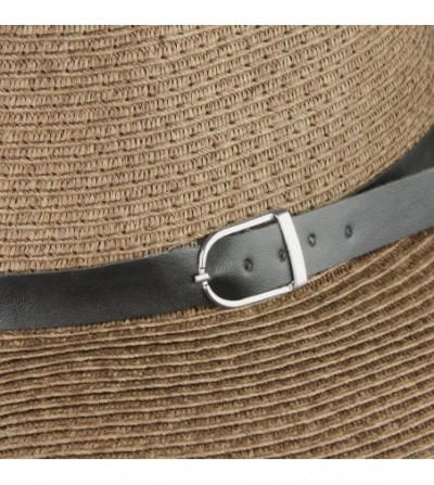 Cowboy Hats Straw Cowboy Hat- Men Women Summer Beach Panama Sun Hats Wide Brim Fedora UPF50+ - Brown - CM18254HRA2