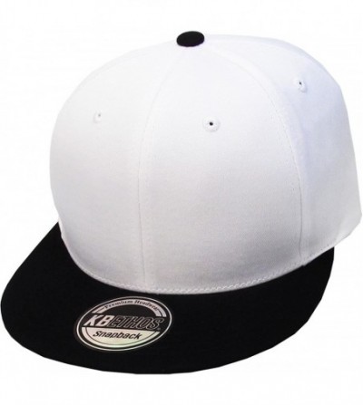 Baseball Caps Classic Snapback Hat Blank Cap - Cotton & Wool Blend Flat Visor - (2.5) White Black - CC11JEE33E5