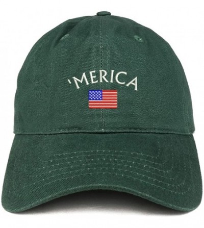 Baseball Caps Merica Small American Flag Embroidered Dad Hat Cotton Baseball Cap - Hunter - C2185HSGO6G