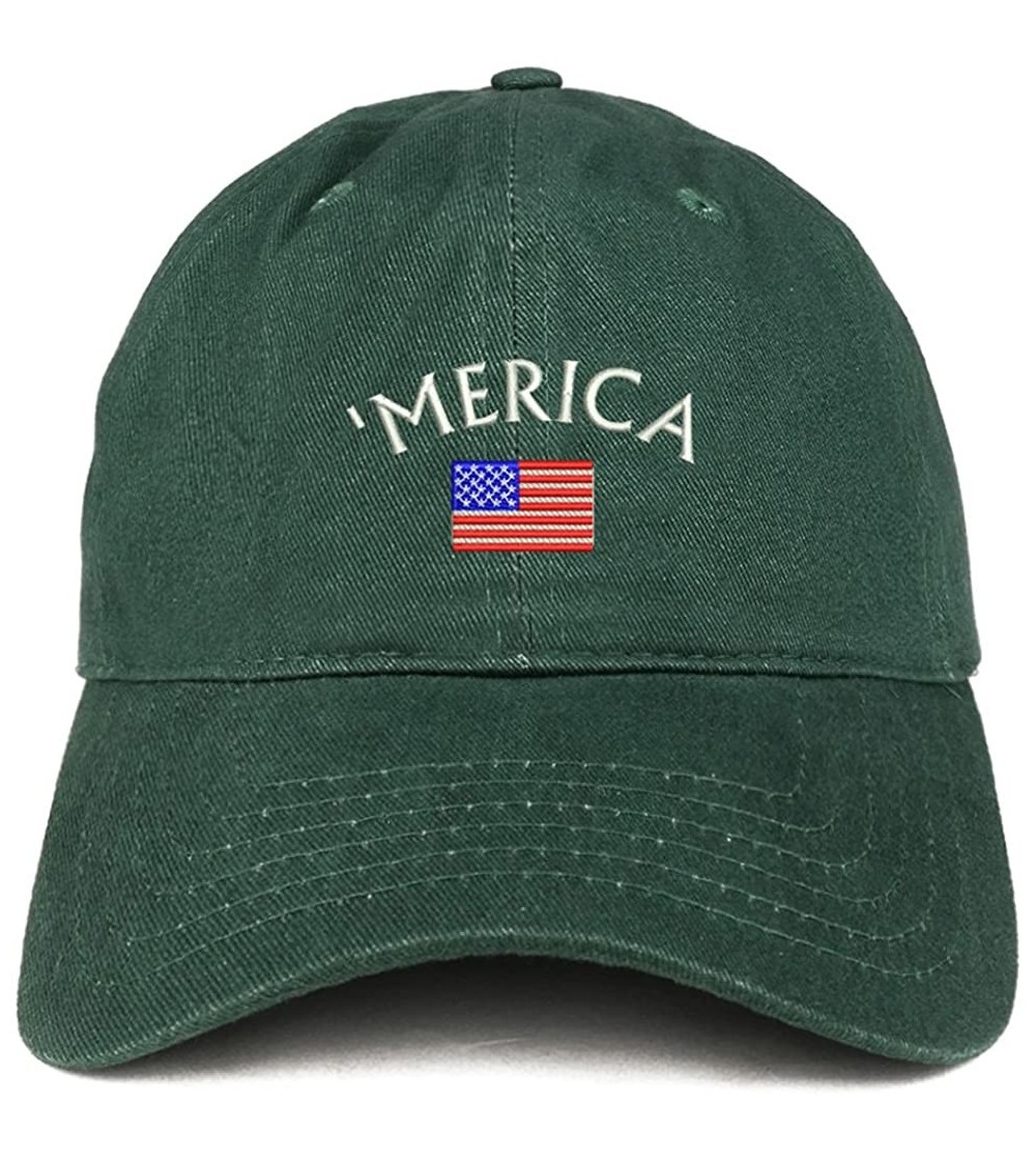 Baseball Caps Merica Small American Flag Embroidered Dad Hat Cotton Baseball Cap - Hunter - C2185HSGO6G