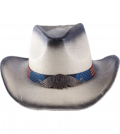 Cowboy Hats Western Outback Cowboy Hat Men's Women's Style Straw Felt Canvas - 007 Beige Usa - CA1959ZZ76Y