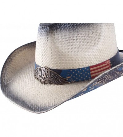 Cowboy Hats Western Outback Cowboy Hat Men's Women's Style Straw Felt Canvas - 007 Beige Usa - CA1959ZZ76Y