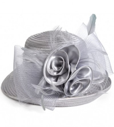 Sun Hats Lightweight Kentucky Derby Church Dress Wedding Hat S052 - Bowler-grey - CM17X6H09G0