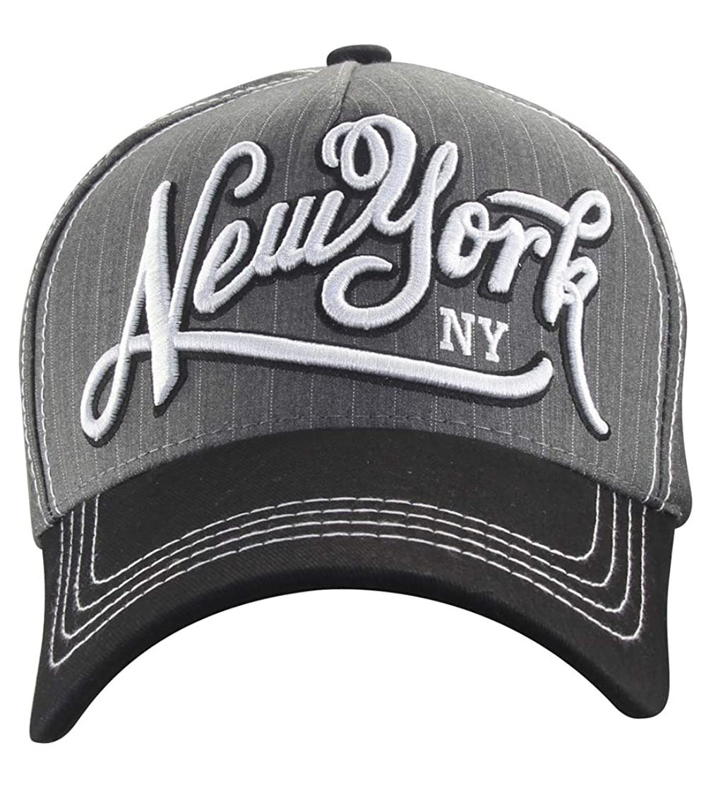 Baseball Caps Washed Newyork Fitted Casual Rookies Patch Precurved Baseball Cap - Grey 010 - C118NIUQN6W