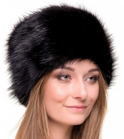 Bomber Hats Russian Faux Fur Hat for Women - Like Real Fur - Comfy Cossack Style - Black Fox - CW110UBXC47