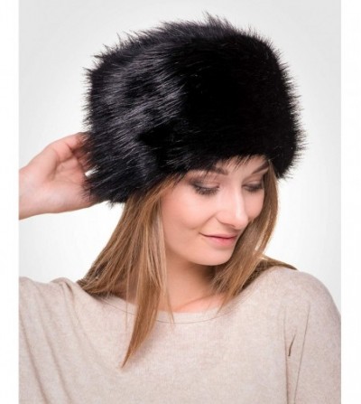 Bomber Hats Russian Faux Fur Hat for Women - Like Real Fur - Comfy Cossack Style - Black Fox - CW110UBXC47