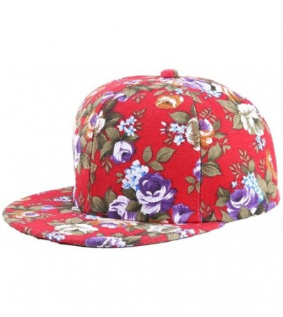 Baseball Caps Women's Adjustable Print Floral Baseball Hat Caps Sun Hat - Reds - C412CWHHAYD