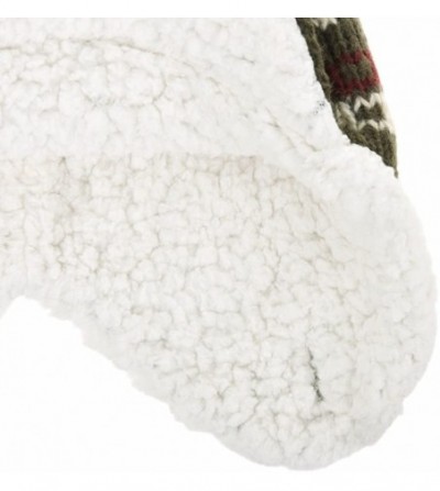 Skullies & Beanies Knit Fleece Fairs Isle Nordic Ear Flap Pom Beanie Hat DW7564 - Green - CA12O5KFBXA
