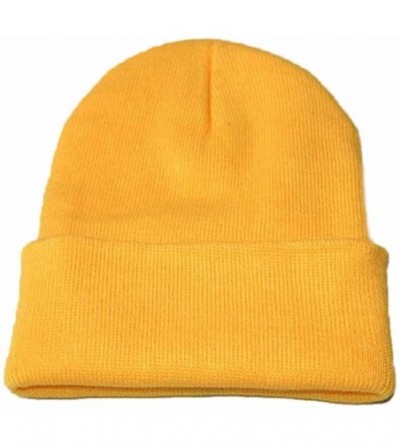 Newsboy Caps Unisex Classic Knit Beanie Women Men Winter Leopard Hat Adult Soft & Cozy Cute Beanies Cap - Yellow C - CT192R5W29G