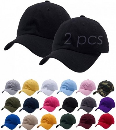 Baseball Caps Cotton Adjustable Baseball Classic Ballcap - Black(2pcs) - C118UKSNEZM