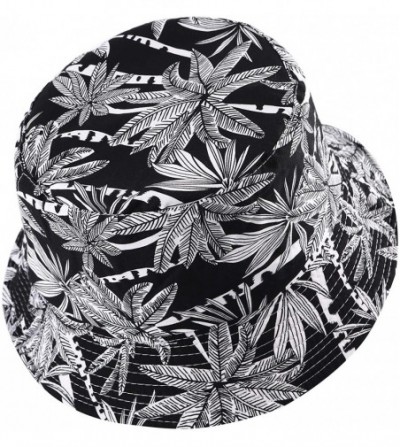 Bucket Hats Fashion Print Bucket Hat Summer Fisherman Cap for Women Men - Palm Tree Black - CE18SNL8Z0D