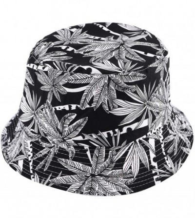 Bucket Hats Fashion Print Bucket Hat Summer Fisherman Cap for Women Men - Palm Tree Black - CE18SNL8Z0D