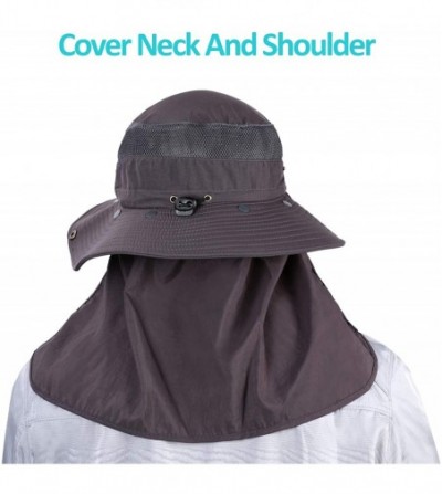 Sun Hats Sun Protection Hat Wide Brim Detachable Neck Face Flap Men & Women UPF 50+ - Dark Grey - CA18SKRWZGD