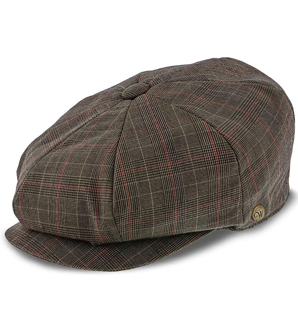 Newsboy Caps Dubliner Brown/Red Plaid Polyester 8 Panel Newsboy Cap - Brown - CX18QQ9T2Y4