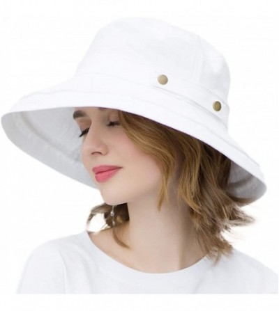 Sun Hats Womens Cotton Wide Brim Sun Hats UPF50 UV Packable Beach Hat Summer Bucket Cap for Travel - CL18QKEK96O