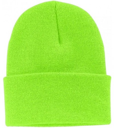 Skullies & Beanies Knit Beanie Caps in 24 - Neon Green - CK11APLGQNP