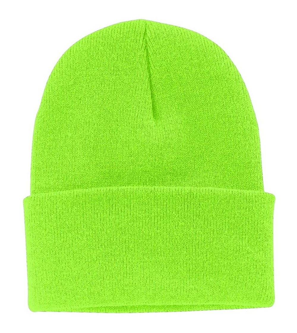 Skullies & Beanies Knit Beanie Caps in 24 - Neon Green - CK11APLGQNP
