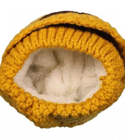 Bomber Hats Women's Beard Mustache Knitted Striped PHat Hip Hop Beanie Cap - Knit Coffee Yellow - CV11SCFVNCB