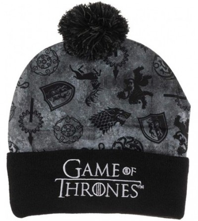 Skullies & Beanies Game of Thrones Knit Cap Pom Mens Hat Black - C018YN09L89