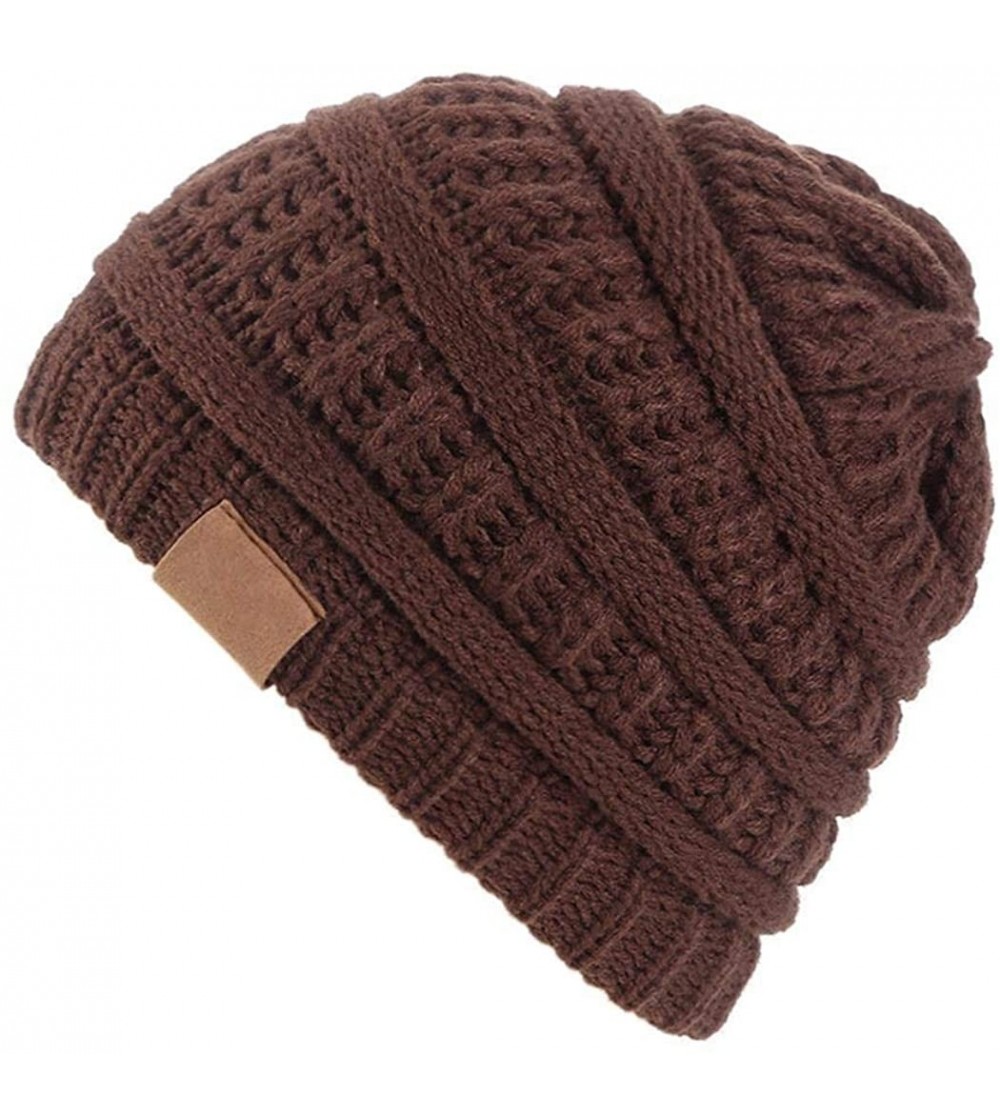 Skullies & Beanies Children Fashion Winter Warm Patchwork Comfortable Knitted Cap Hats & Caps - Coffee - CZ19242CEDK