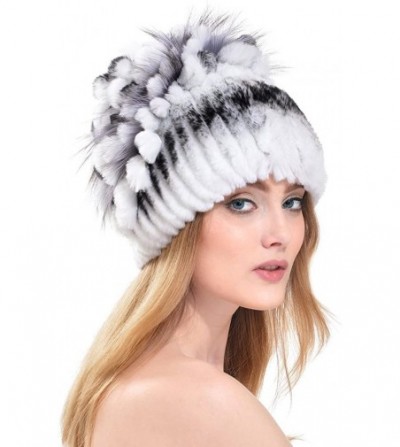 Skullies & Beanies Rabbit Fur Hat - Winter Fashion Knit Hats Women Real Fur Warm Skullies Beanie - Color1 - CQ185N992ZK