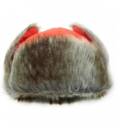 Bomber Hats Oudoor Unisex Faux Fur Lined Trapper Hat Warm Windproof Winter Russian Hats - Orange+brown Fur - C812N4YWX3D