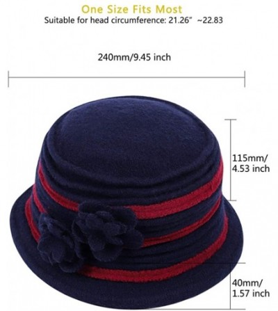Bucket Hats Womens Bucket Hat for Winter 100% Wool Chemo Cap for Cancer Patient C021 - Navy - C718AQX37HK