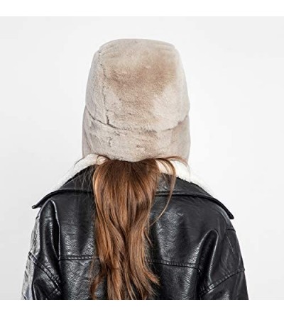 Bomber Hats Women Faux Fur Bomber Hat Ushanka Russian Trapper Hat with Ear Flap - Khaki - CP192TXS4ZM