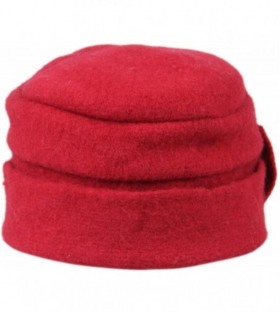 Bucket Hats Women's Wool Warm Bucket Hat Sleeve Head Cap Beanie Hat with Bow - Red - C912M7DIUND