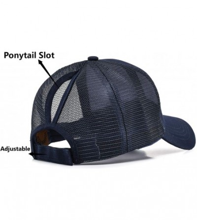 Visors Ponytail hat Messy High Bun-Camo Pattern Adjustable Mesh Trucker Baseball Cap - Navy Blue - CO18TSG8L7E
