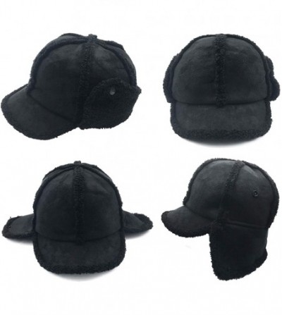Bomber Hats Earflap Adjustable Winter Aviator Hats Men Women Faux Fur Hunting Russian Cap - Am30-black(no Scarf) - CN18Z7K5HHY