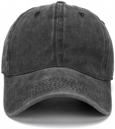 Baseball Caps Vintage Washed Distressed Cotton Dad Hat Baseball Cap Adjustable Polo Trucker Unisex Style Headwear - Black - C...